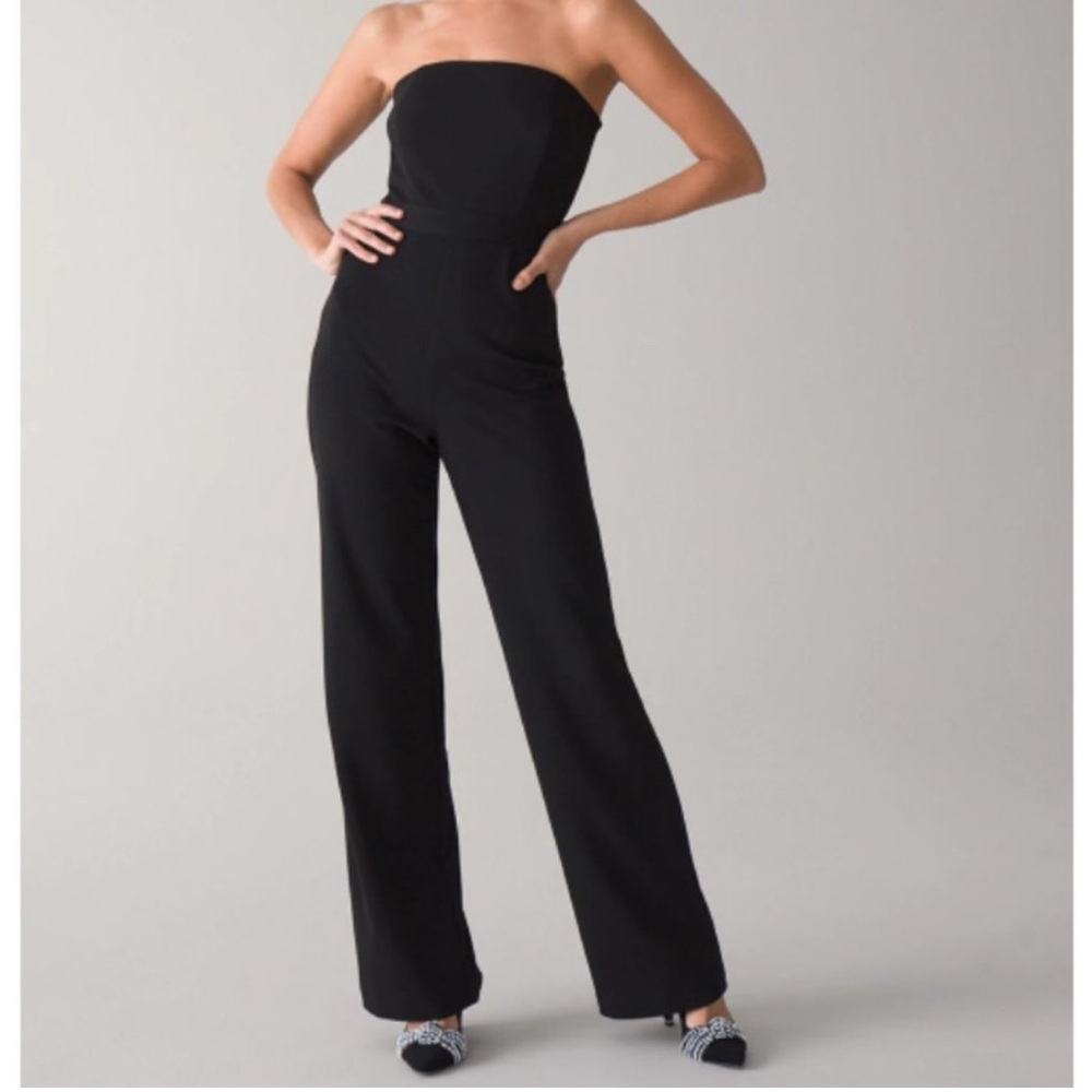 NEW Lemon Tart Jumpsuit Romper Size XXL Wide Leg Jersey Knit Black Strapless 🆕